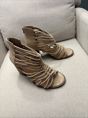 torrid Taupe Strappy Braided Block Heel Sandals